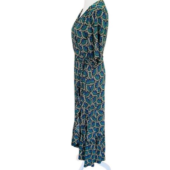 Silk & Salt Journey Maxi Wrap Dress in African Peacock Print size M. - Picture 6 of 11